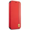 Ferrari FESAXFLBKP13SRE On Track Carbon Stripe Book Case, skirtas iPhone 13 mini, raudonas