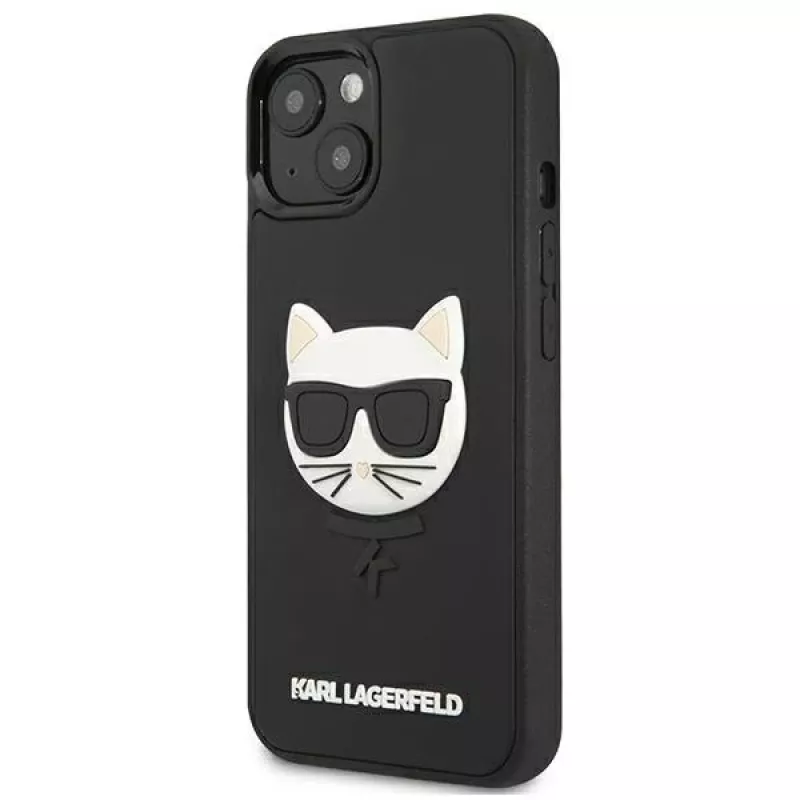 Karl Lagerfeld KLHCP13SCH3DBK Hardcase, skirta Apple iPhone 13 Mini 5,4 inch, juoda, su 3D guminiu Choupette