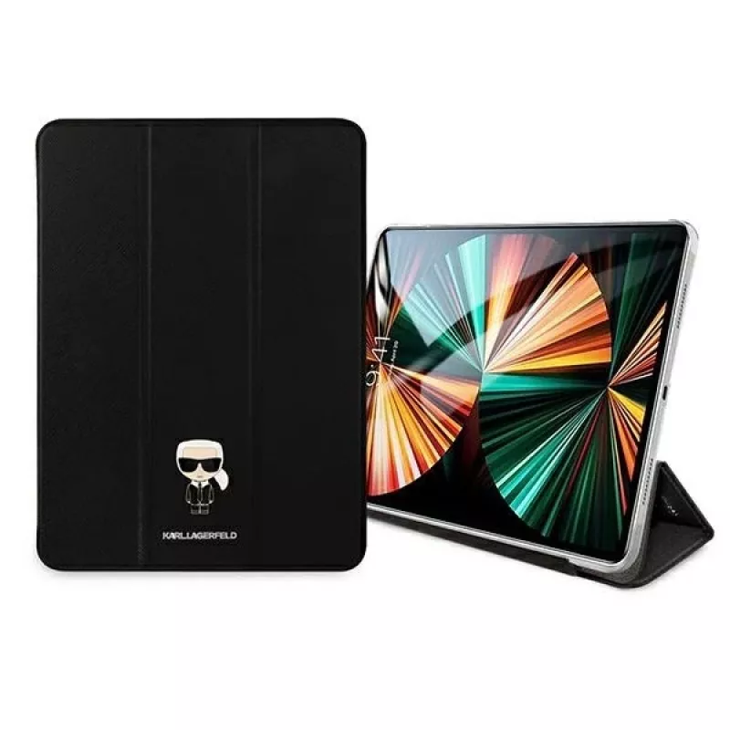 Karl Lagerfeld KLFC11OKMK Knyginis viršelis, skirtas iPad Pro 11 colių (2021) – juoda Saffiano Karl Iconic