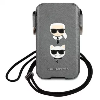 Karl Lagerfeld Ikonik Saffiano Hard Case, skirta Apple iPhone 12 / 12 Pro 6,1 inch, pilka