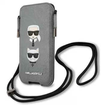 Karl Lagerfeld Ikonik Saffiano Hard Case, skirta Apple iPhone 12 / 12 Pro 6,1 inch, pilka