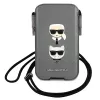Karl Lagerfeld Ikonik Hardcase, skirta Apple iPhone 12 Pro Max, pilka Saffiano PU, Karl & Choupette Head dizainas