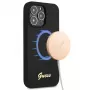 Guess GUHMP13XLSLMGBK Silikoninis kietas dėklas, skirtas Apple iPhone 13 Pro Max 6,7 inch juodas su auksiniu logotipu MagSafe