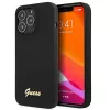 Guess GUHMP13XLSLMGBK Silikoninis kietas dėklas, skirtas Apple iPhone 13 Pro Max 6,7 inch juodas su auksiniu logotipu MagSafe