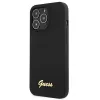 Guess GUHMP13XLSLMGBK Silikoninis kietas dėklas, skirtas Apple iPhone 13 Pro Max 6,7 inch juodas su auksiniu logotipu MagSafe