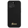 Guess GUHMP13XLSLMGBK Silikoninis kietas dėklas, skirtas Apple iPhone 13 Pro Max 6,7 inch juodas su auksiniu logotipu MagSafe