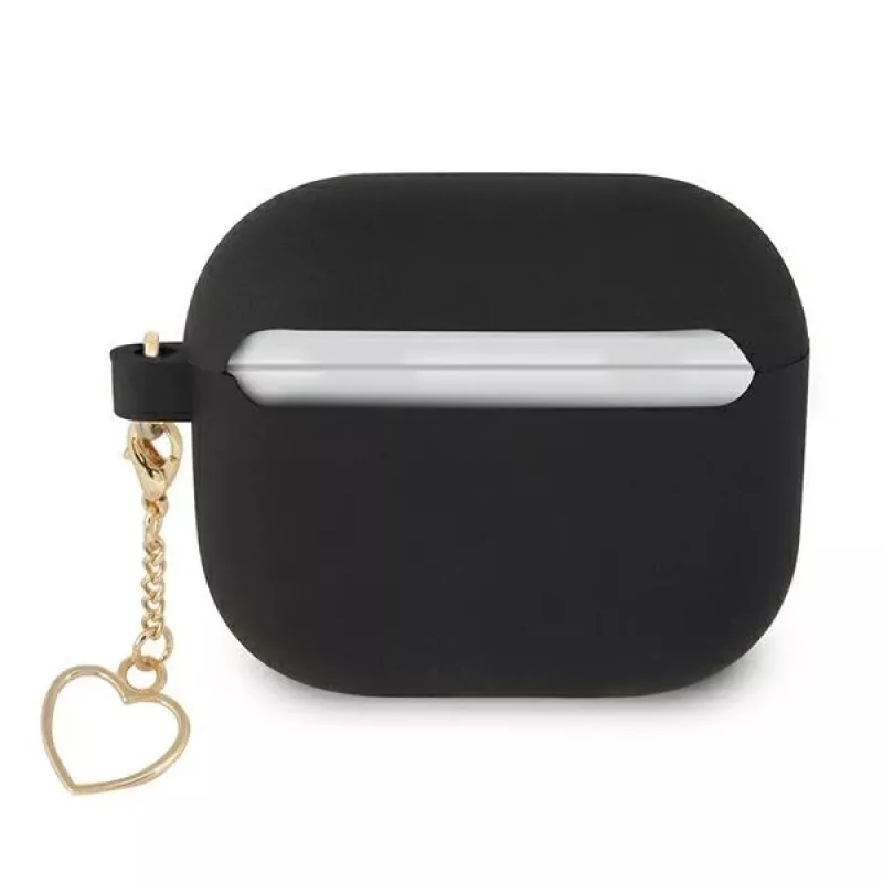 Guess GUA3LSCHSK AirPods 3 dangtelis juodas silikoninis Charm Heart Collection
