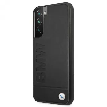 BMW Hardcase, skirta Samsung Galaxy S22+, juoda, su firmos logotipo įspaudu