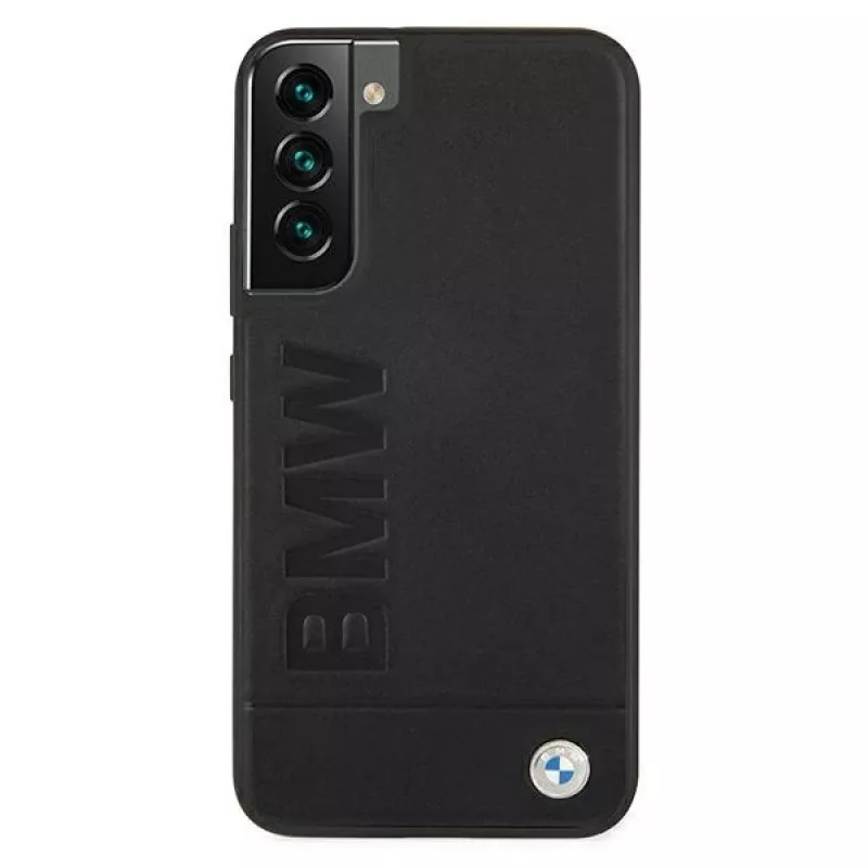 BMW Hardcase, skirta Samsung Galaxy S22+, juoda, su firmos logotipo įspaudu