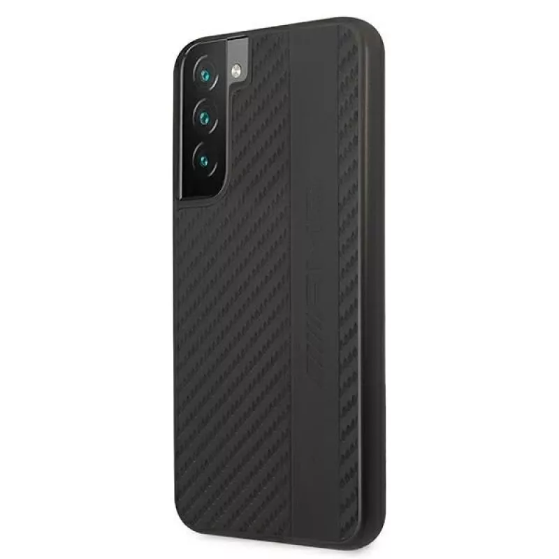 AMG AMHCS22MBLSCA Kietas dėklas Samsung Galaxy S22+ Carbon Stripe & Embossed juodas