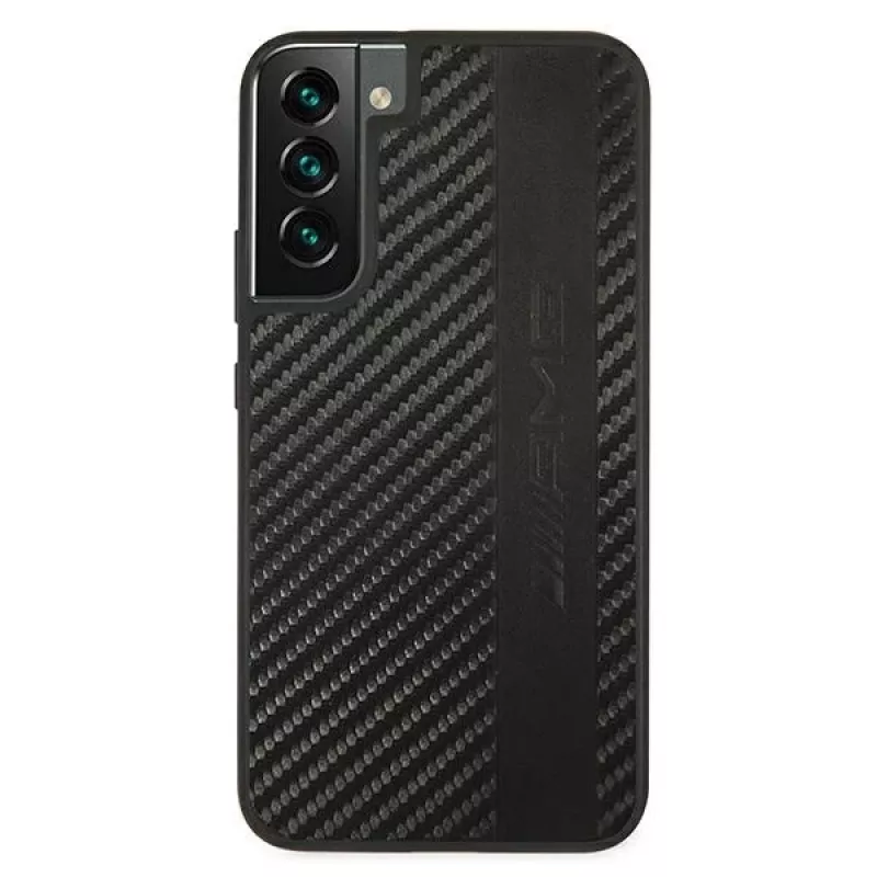 AMG AMHCS22MBLSCA Kietas dėklas Samsung Galaxy S22+ Carbon Stripe & Embossed juodas