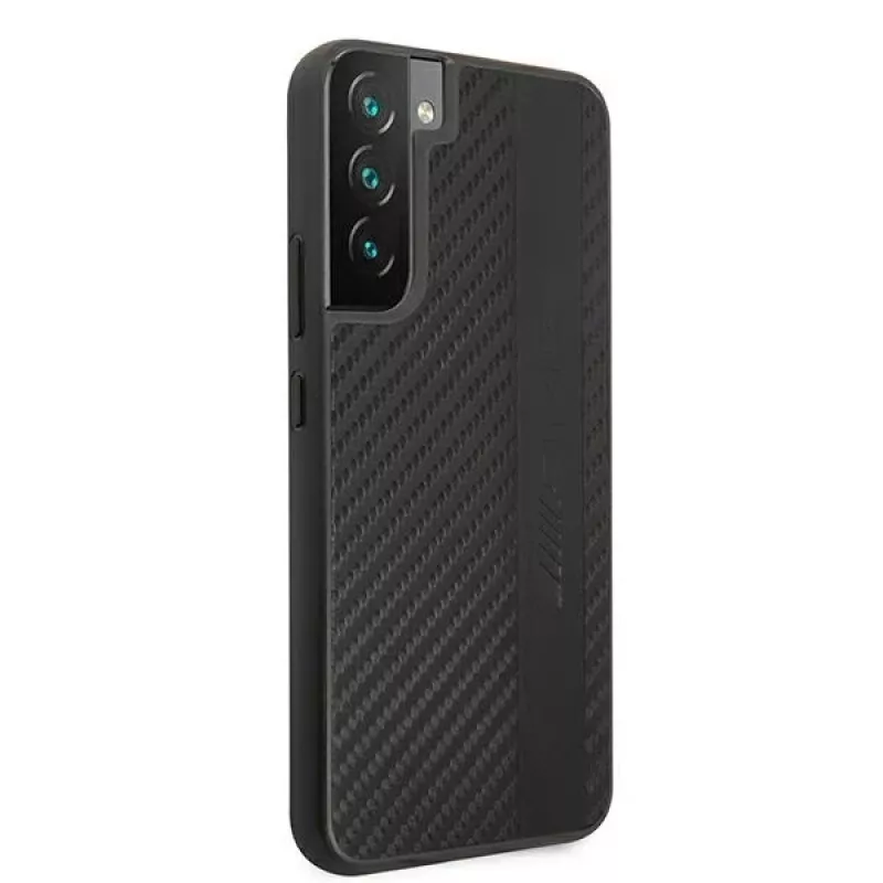 AMG AMHCS22MBLSCA Kietas dėklas Samsung Galaxy S22+ Carbon Stripe & Embossed juodas