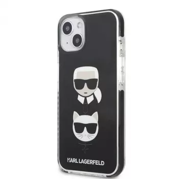 Karl Lagerfeld KLHCP13STPE2TK Kietas dėklas, skirtas iPhone 13 mini, 5,4 inch, juodas, Karl & Choupette Head