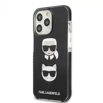 Karl Lagerfeld KLHCP13XTPE2TK Kietas Dėklas, Skirtas Apple iPhone 13 Pro Max 6,7 inch Juodas, Karl & Choupette Head