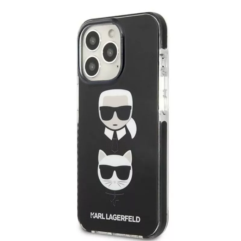 Karl Lagerfeld KLHCP13XTPE2TK Kietas Dėklas, Skirtas Apple iPhone 13 Pro Max 6,7 inch Juodas, Karl & Choupette Head