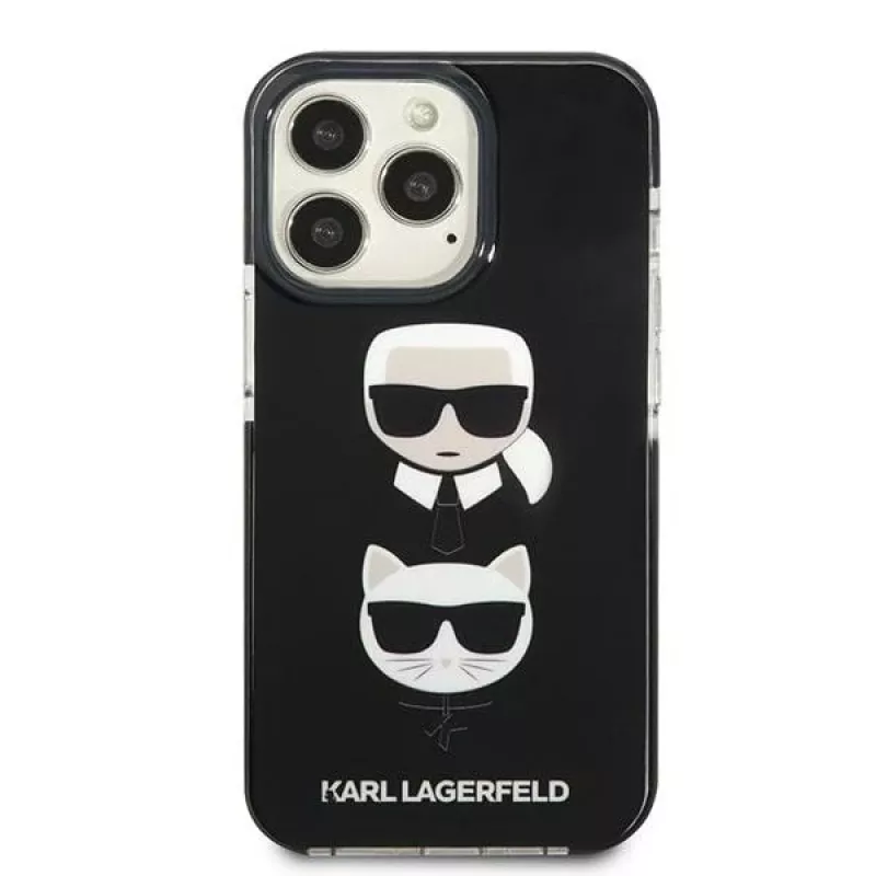 Karl Lagerfeld KLHCP13XTPE2TK Kietas Dėklas, Skirtas Apple iPhone 13 Pro Max 6,7 inch Juodas, Karl & Choupette Head