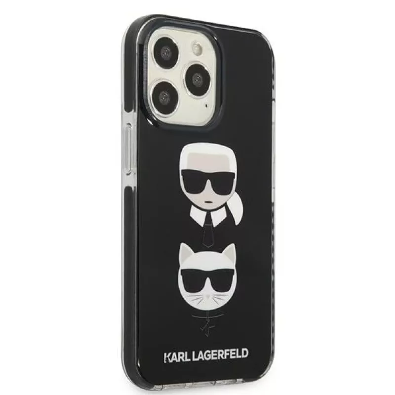 Karl Lagerfeld KLHCP13XTPE2TK Kietas Dėklas, Skirtas Apple iPhone 13 Pro Max 6,7 inch Juodas, Karl & Choupette Head