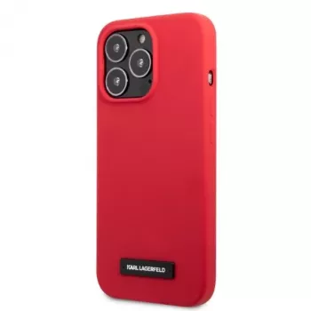 Karl Lagerfeld KLHCP13LSLMP1R Silikoninis kietas dėklas su plokštele, skirtas iPhone 13 Pro / 13 6,1 inch - Raudonas
