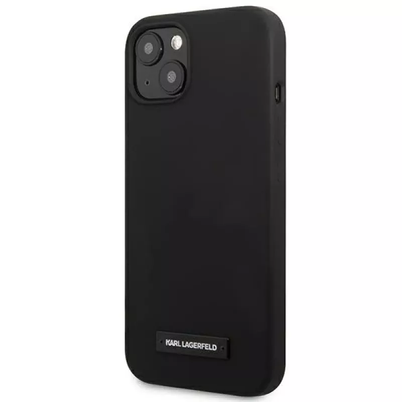 Karl Lagerfeld Silicone Plaque Back Cover, skirta Apple iPhone 13 mini 5,4 colio, juoda