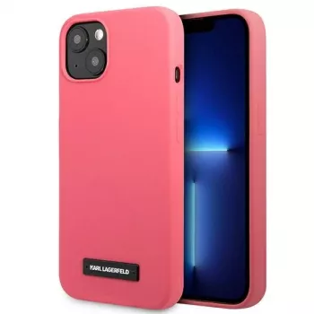 Karl Lagerfeld KLHCP13SSLMP1PI Silikoninis dėklas su plokštele, skirtas iPhone 13 Mini 5,4 inch, fuksija