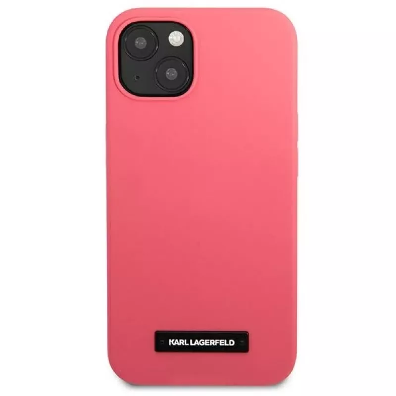 Karl Lagerfeld KLHCP13MSLMP1PI Silikoninis dėklas su plokštele, skirtas iPhone 13/14/15 6,1 inch fuksija
