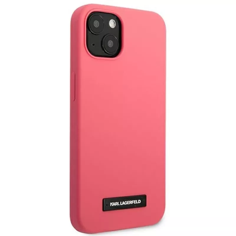 Karl Lagerfeld KLHCP13MSLMP1PI Silikoninis dėklas su plokštele, skirtas iPhone 13/14/15 6,1 inch fuksija