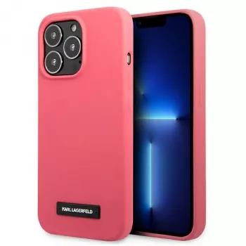 Karl Lagerfeld Silicone Plaque Hard Case, skirtas iPhone 13 Pro / 13 6,1 inch - Fuchsia