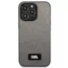 Karl Lagerfeld KLHCP13LSFMP2DG Saffiano Plaque Hard Case, skirta iPhone 13 Pro / 13 6,1 inch - sidabrinė