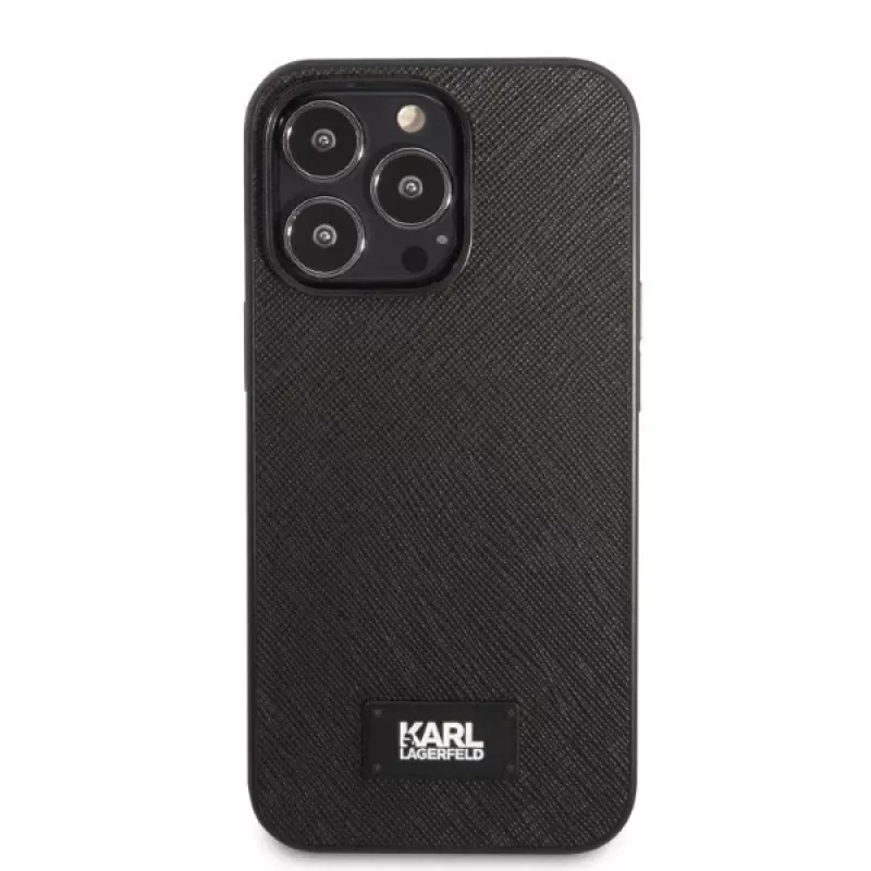 Karl Lagerfeld KLHCP13LSFMP2K iPhone 13 Pro / 13 6.1 Hardcase Black Saffiano Plaque
