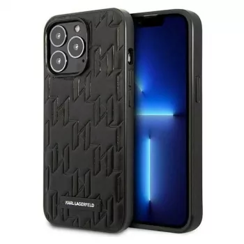 Karl Lagerfeld KLHCP13LMNMP1K Kietas dėklas, skirtas iPhone 13 Pro / 13 6,1 colio, juodas, Monogram Plaque