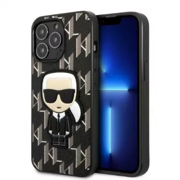 Karl Lagerfeld KLHCP13LPMNIKBK kietas dėklas, skirtas iPhone 13 Pro / 13 6,1 inch juodas Monogram Ikonik Patch