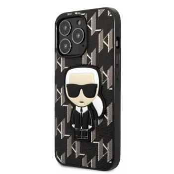 Karl Lagerfeld KLHCP13LPMNIKBK kietas dėklas, skirtas iPhone 13 Pro / 13 6,1 inch juodas Monogram Ikonik Patch