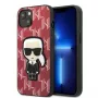 Karl Lagerfeld KLHCP13SPMNIKPI Kietas Dėklas, Skirtas Apple iPhone 13 mini 5,4 colių, Raudonas, Monogram Ikonik Patch