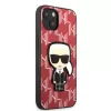 Karl Lagerfeld KLHCP13SPMNIKPI Kietas Dėklas, Skirtas Apple iPhone 13 mini 5,4 colių, Raudonas, Monogram Ikonik Patch