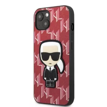 Karl Lagerfeld KLHCP13MPMNIKPI Kietasis dėklas, skirtas iPhone 13 / 14 6,1 inch Raudonas Monogram Ikonik Patch