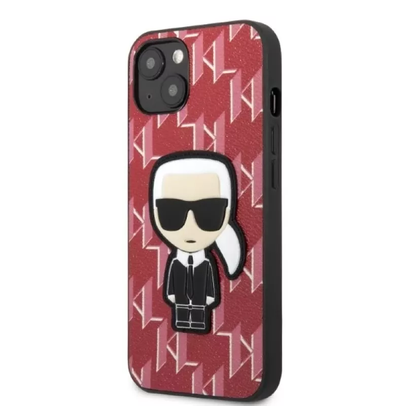 Karl Lagerfeld KLHCP13MPMNIKPI Kietasis dėklas, skirtas iPhone 13 / 14 6,1 inch Raudonas Monogram Ikonik Patch