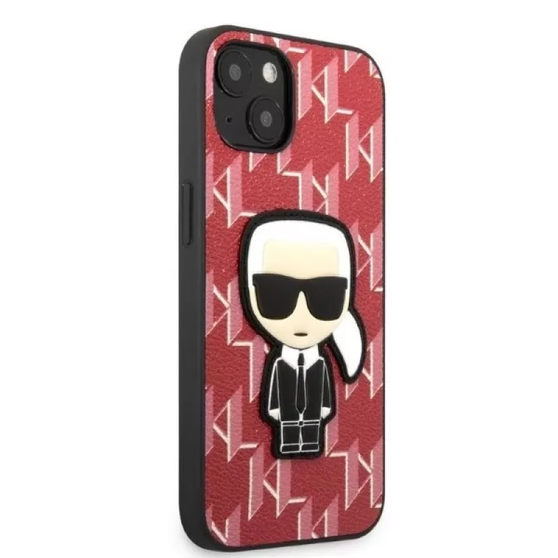 Karl Lagerfeld KLHCP13MPMNIKPI Kietasis dėklas, skirtas iPhone 13 / 14 6,1 inch Raudonas Monogram Ikonik Patch
