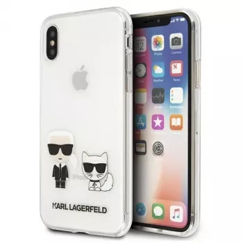Karl Lagerfeld KLHCI65CKTR Kietas Dėklas, Skaidrus, su Karl & Choupette Dizainu, Skirtas Apple iPhone Xs Max