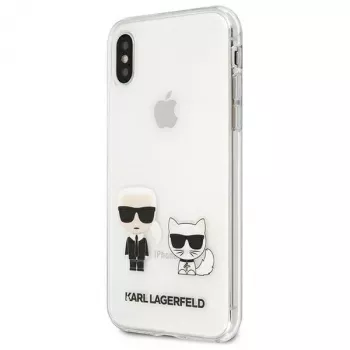 Karl Lagerfeld KLHCI65CKTR Kietas Dėklas, Skaidrus, su Karl & Choupette Dizainu, Skirtas Apple iPhone Xs Max