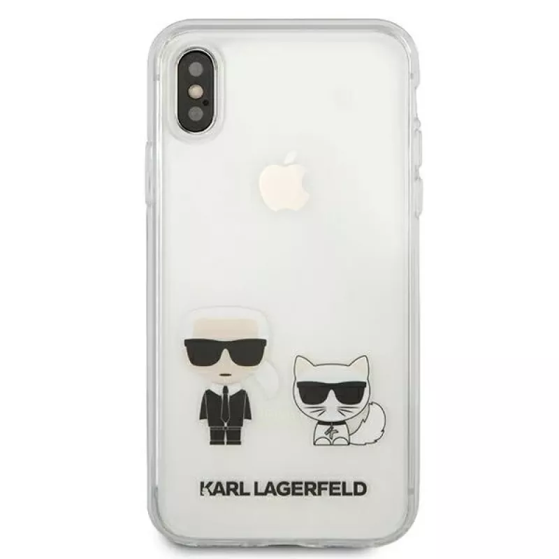 Karl Lagerfeld KLHCI65CKTR Kietas Dėklas, Skaidrus, su Karl & Choupette Dizainu, Skirtas Apple iPhone Xs Max
