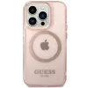 „Guess Gold Outline Translucent“ „MagSafe“ dėklas, skirtas „iPhone 14 Pro Max“ 6,7 inch (rožinis, kietas dėklas)