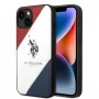 U.S. POLO ASSN. Tricolor Embossed Back Cover, skirta Apple iPhone 14 Plus / 15 Plus 6,7 inch - White