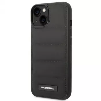 Karl Lagerfeld KF001090 Puffy Elongated Logo Hard Case, skirta iPhone 14 Plus / 15 Plus 6,7 inch, juoda