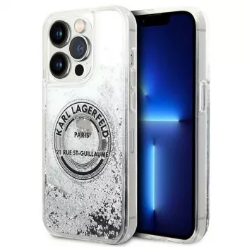 Karl Lagerfeld iPhone 14 Pro 6,1 inch Hardcase Liquid Glitter RSG sidabrinis