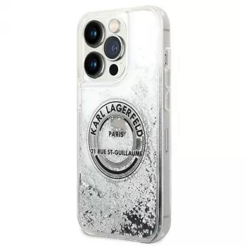 Karl Lagerfeld KLHCP14XLCRSGRS Liquid Glitter Hard Case, skirtas Apple iPhone 14 Pro Max 6,7 inch, sidabrinis