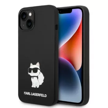 Karl Lagerfeld KLHMP14MSNCHBCK iPhone 14 Plus / 15 Plus 6,7 inch Hard Case Black Silicone Choupette MagSafe