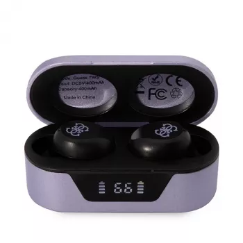 Guess GUTWST31EU True Wireless Stereo Bluetooth 5.3 Ausinės su Įkrovimo Dėklu - Violetinė