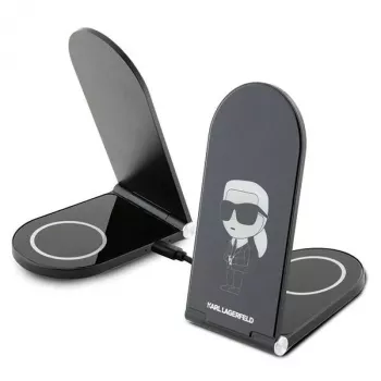 Karl Lagerfeld Foldable 2-in-1 Wireless Charger 15W Black Ikonik MagSafe