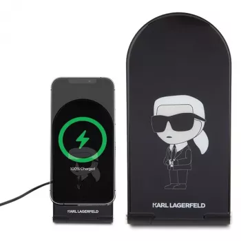 Karl Lagerfeld Foldable 2-in-1 Wireless Charger 15W Black Ikonik MagSafe