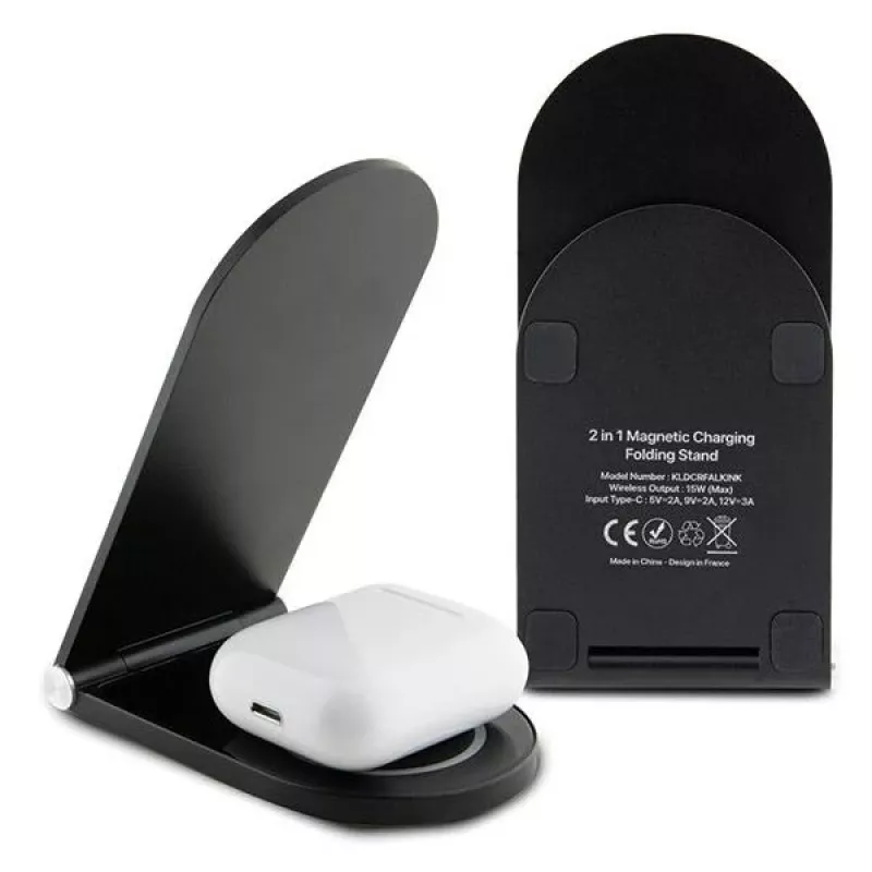 Karl Lagerfeld Foldable 2-in-1 Wireless Charger 15W Black Ikonik MagSafe